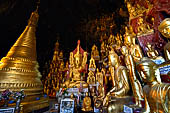 Inle Lake Myanmar. Pindaya, the famous Shwe Oo Min pagoda, a natural cave filled with thousands of gilded Buddha statues. 